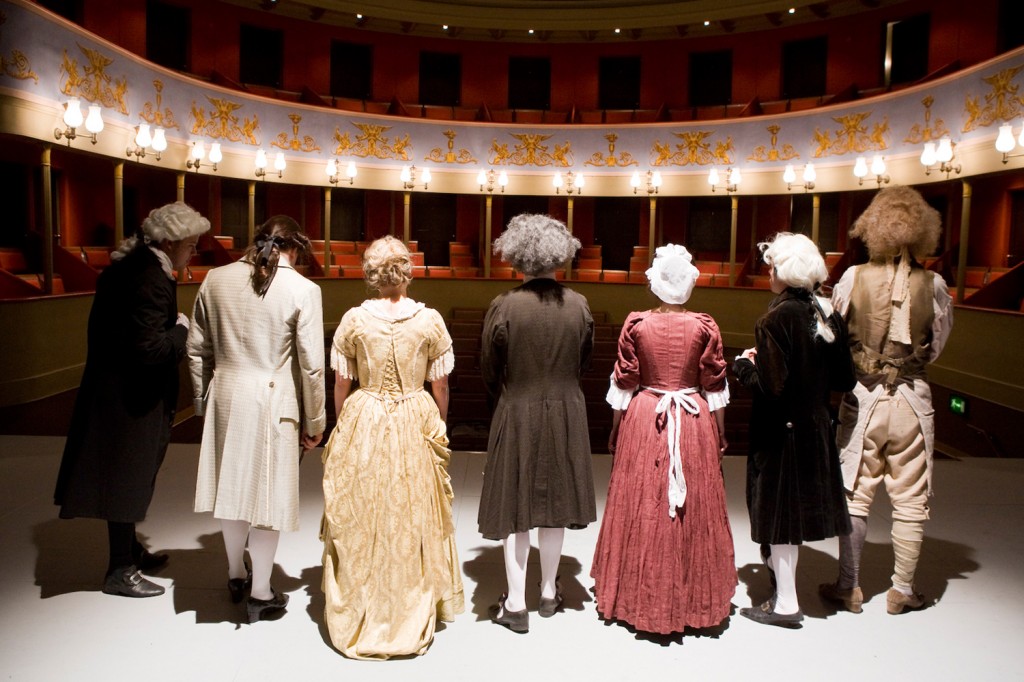 Actors in Georgian costume on stage